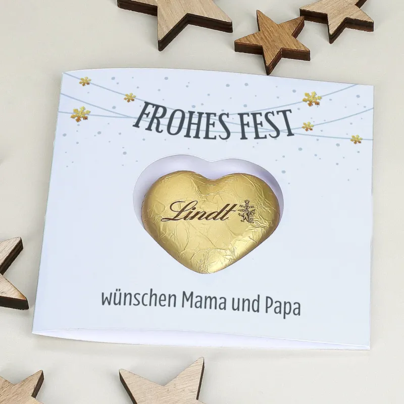 Klappkarte Frohes Fest mit Lindt Herz