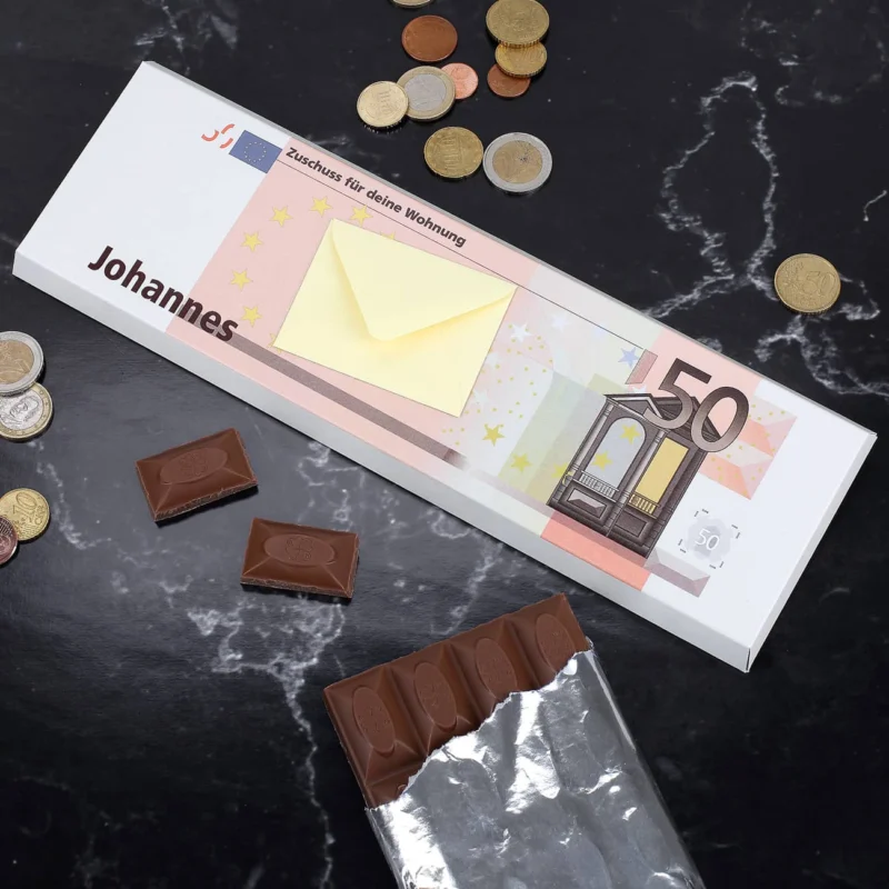 300 g schokolade mit Geldumschlag