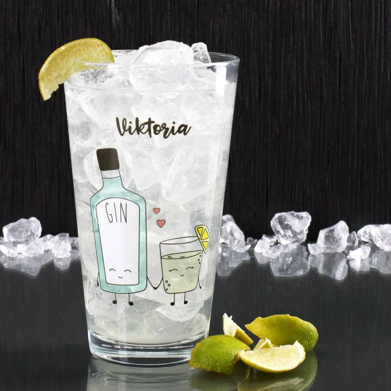 "You are the Gin to my tonic" - bedrucktes Trinkglas mit Name