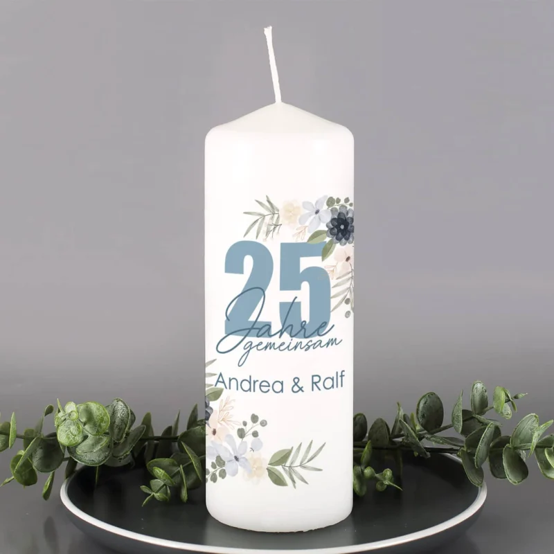 Kerze zur Silberhochzeit mit Namen