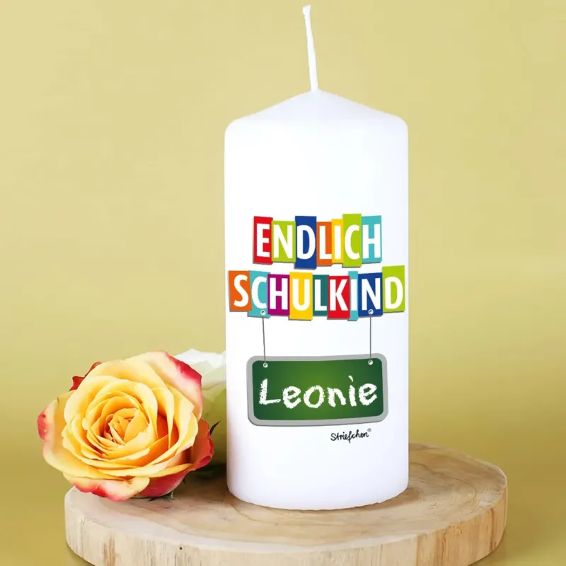 Endlich Schulkind Kerze - mit Name