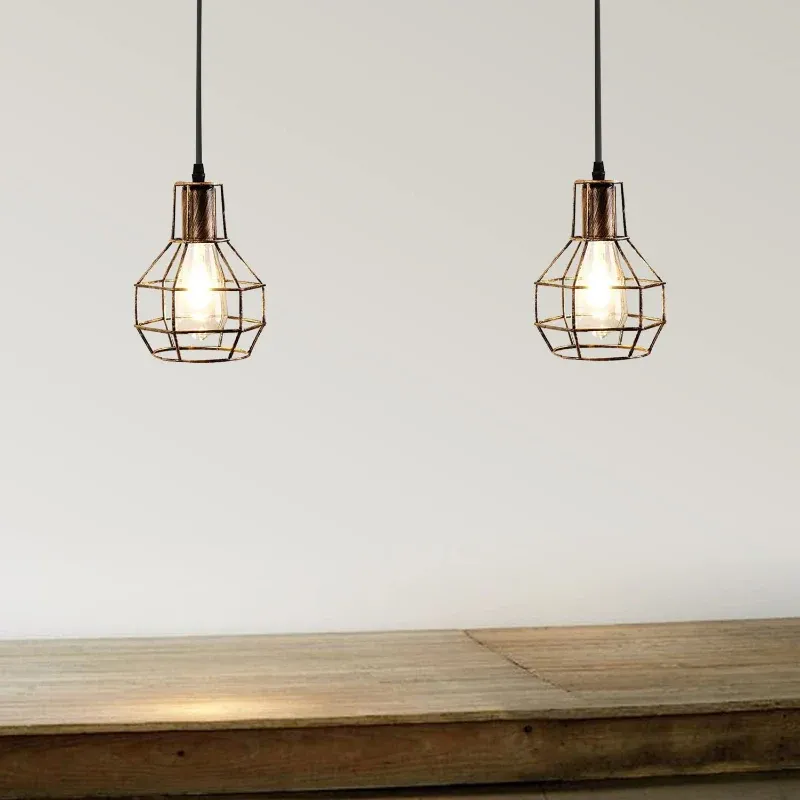 Vintage Pendelleuchte mit 2 Flammen und Kupferfinish, ideal für stilvolle Beleuchtung in jedem Raum.