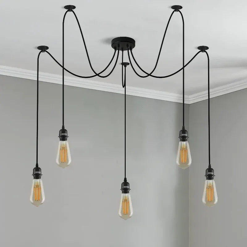 Vintage Spinnenlampe mit Pendellucte 5 Flammig