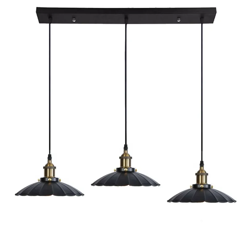 Schwarze Farbe Hängelampe Retro pendelleuchte höhenverstellbar 3 Scheinwerfer