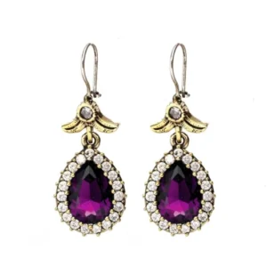 Purple Amethyst Stone Silver Drop Model Earrings Hürrem Didar Sultan Earrings - Exporgin - Global Shopping Site