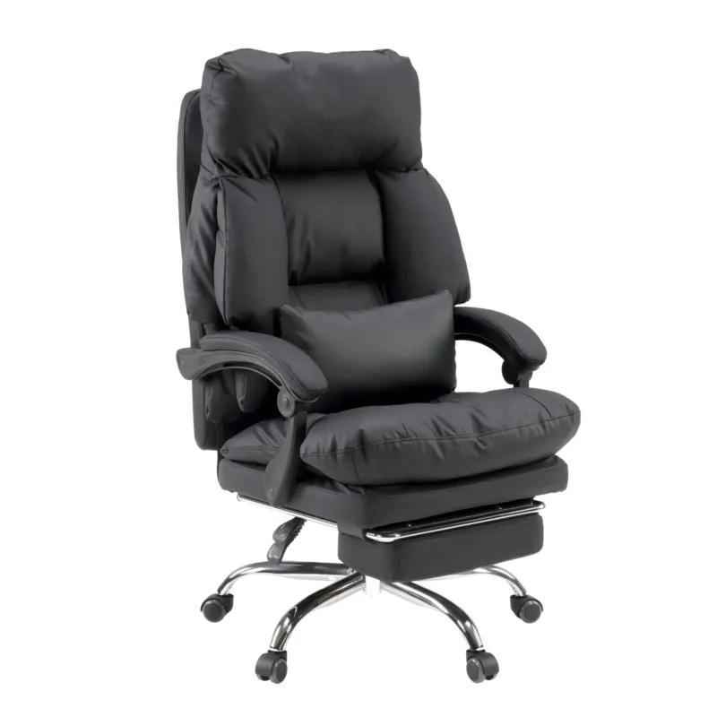 Schwarzer Homeoffice Chefsessel Relax Legoro mit ausziehbarer Fußstütze und Lendenkissen von MyBuero