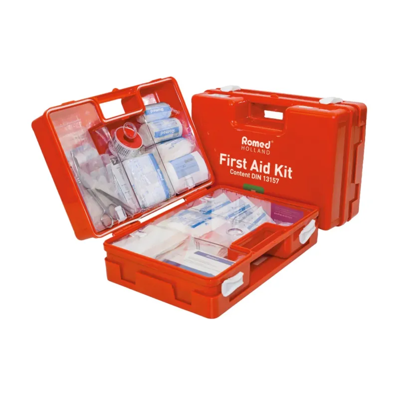 Romed Verbandkasten mit DIN 13157 Füllung in orange.