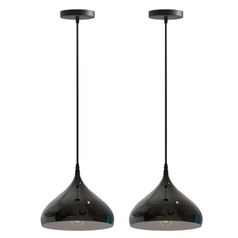 Industriell Moderne Hängelampe Tropfenform in Schwarz Glänzend | E27 ~3897