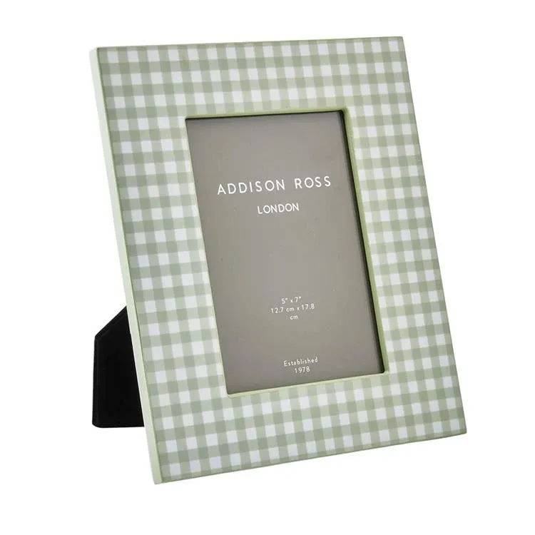 Sage Gingham Lacquer Photo Frame - Addison Ross Ltd UK