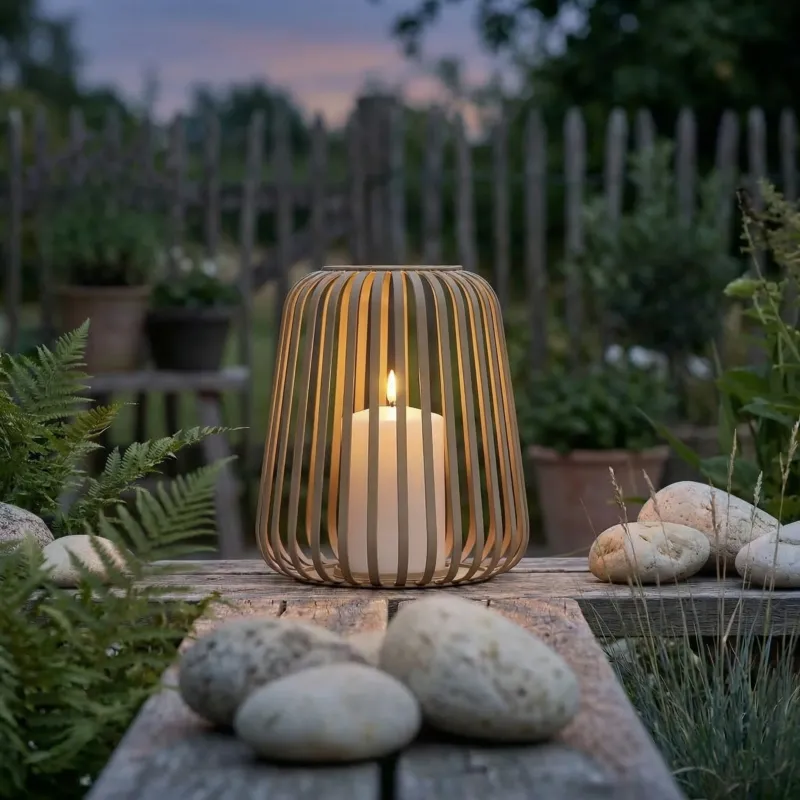Metall-Laterne inkl. LED-kerze – Outdoor | Sand – 22 cm
