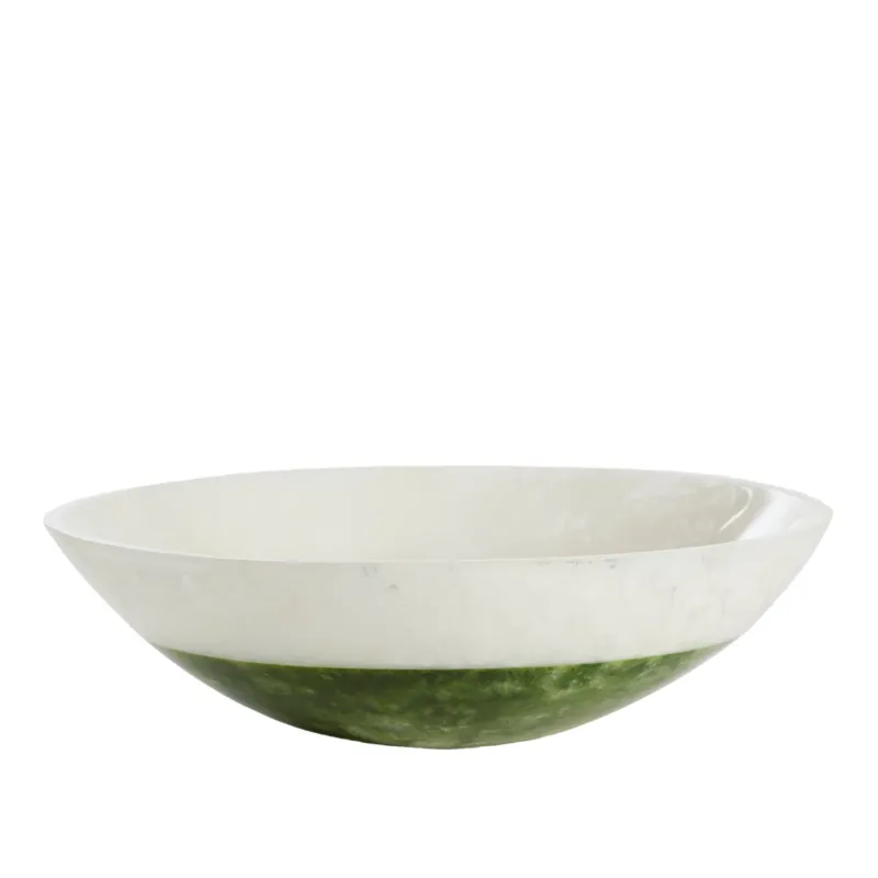 Schale BINANGA Ø26 × 7,5 cm – Weiß & Grün