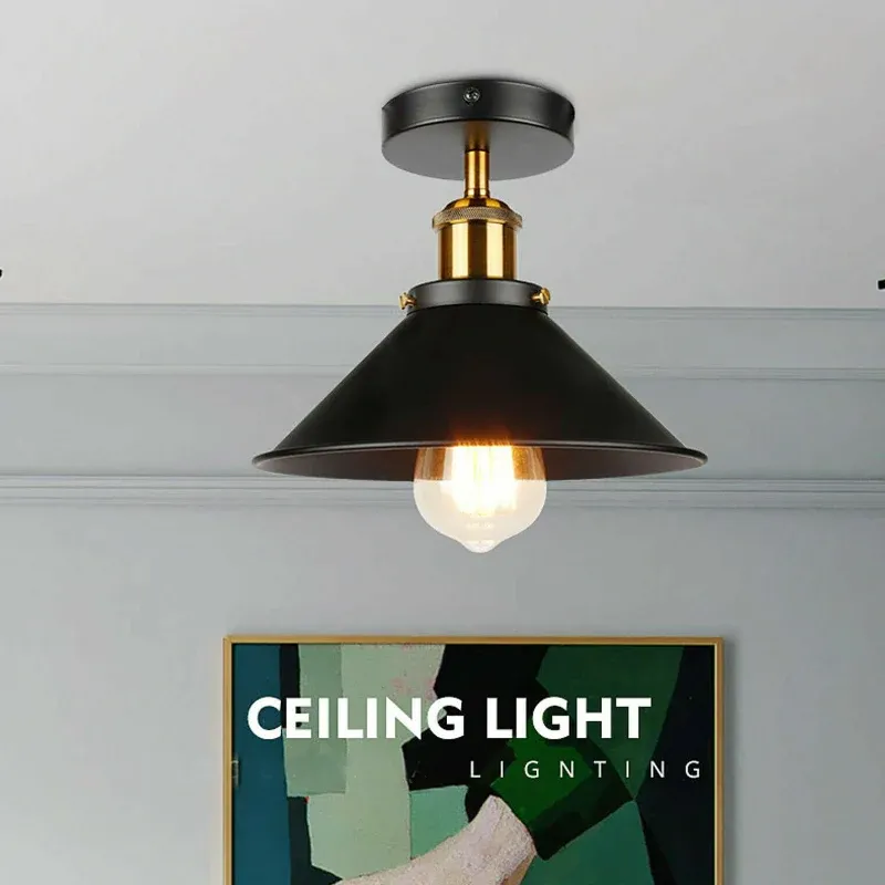 Moderne schwarze Deckenlampe aus Metall für Wohnräume
