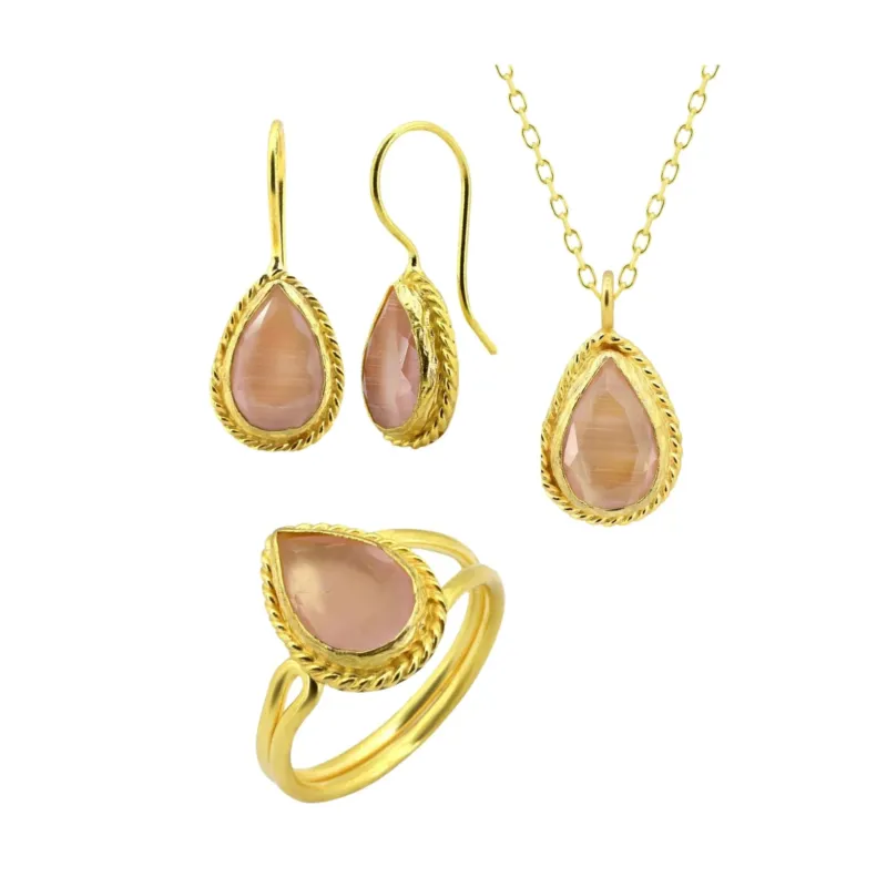 Sunstone Series Winding Drop Cut Colored Onyx Triple Set – Plush and Luxurious - Exporgin - Global Shopping Site