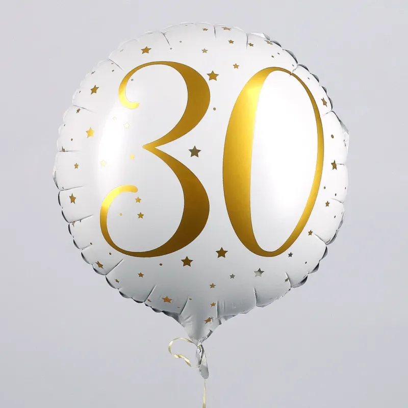 Folienballon zum 30. Geburtstag in weiß