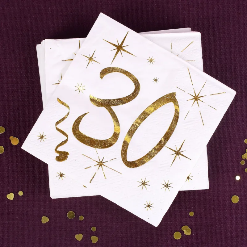 Servietten in Gold-Metallic zum 30. Geburtstag