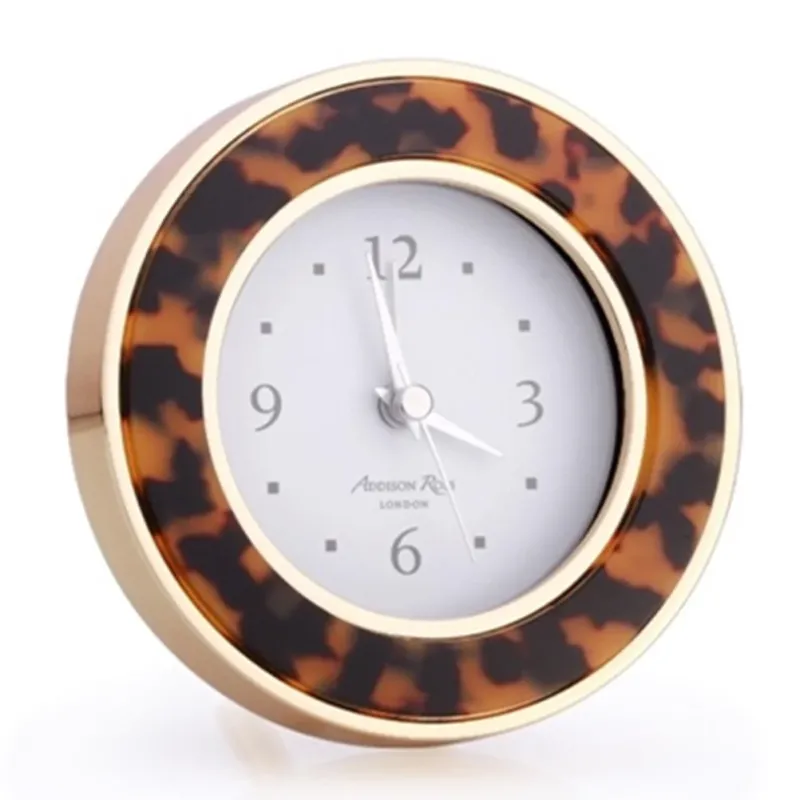Tortoiseshell & Gold Silent Alarm Clock - Addison Ross Ltd UK