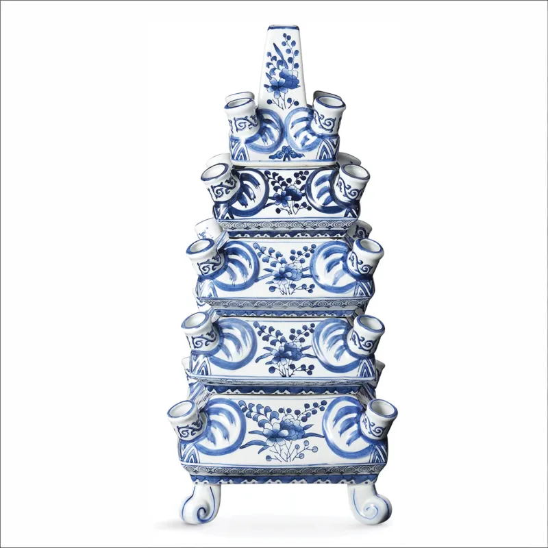 Vase Layer Blue – Handbemalte Designvase aus Porzellan von &k Amsterdam