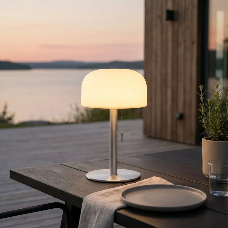 Nordic Flame Kabellose LED-Tischleuchte – 26 cm Silber – inkl. Fernbedienung