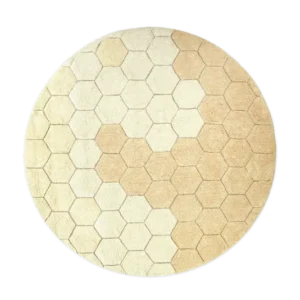 WASHABLE RUG ROUND HONEYCOMB GOLDEN