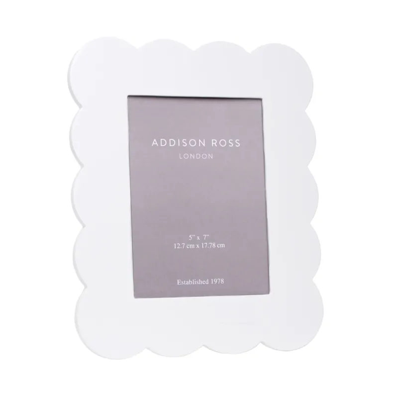 White Scalloped Lacquer Photo Frame - Addison Ross Ltd UK