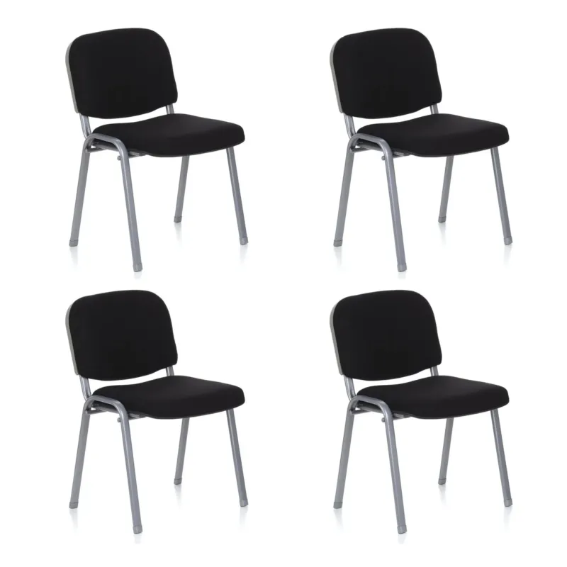 Vierer-Set Vierfußstühle XT 600 S mit schwarzem Bezug und silbernem Gestell von hjh OFFICE